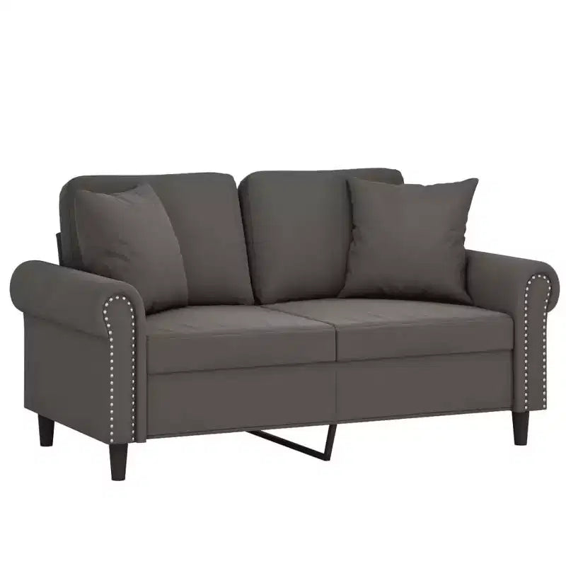 vidaXL Canapé 2 places en velours avec coussins et oreillers gris foncé - Design moderne et confortable pour le salon, le coin détente ou le bureau à domicile