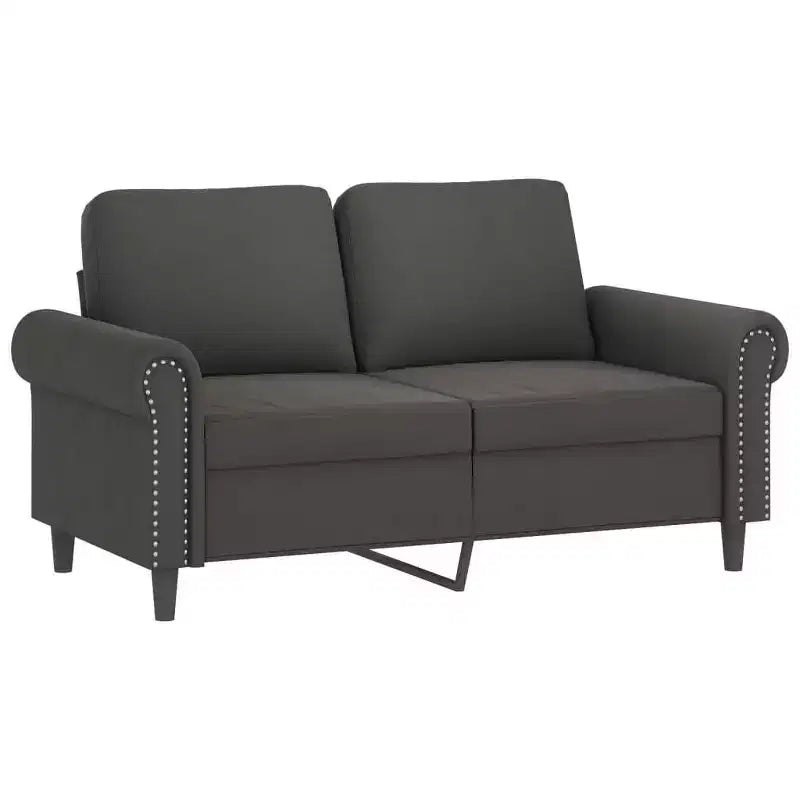 vidaXL Canapé 2 places en velours avec coussins et oreillers gris foncé - Design moderne et confortable pour le salon, le coin détente ou le bureau à domicile