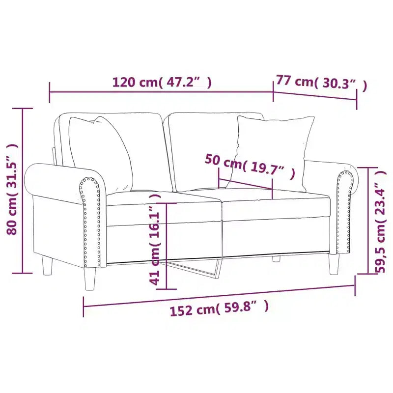 vidaXL Canapé 2 places en velours avec coussins et oreillers gris foncé - Design moderne et confortable pour le salon, le coin détente ou le bureau à domicile