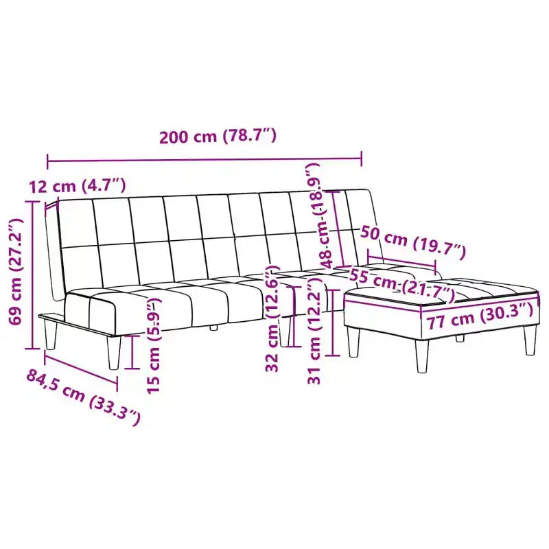 vidaXL Canapé-lit 2 places pliable en velours vert foncé, bois, mousse, plastique
