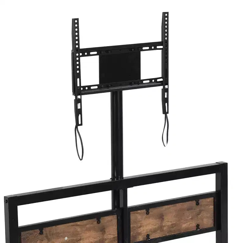 Lit plateforme double Whisen Metal avec tête de lit, pied de lit, deux tiroirs et support TV - Noir