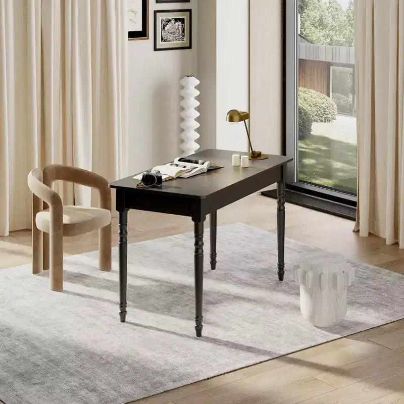 Bureau Famapy avec tiroir au design unique, table de bureau et d'étude fonctionnelle, noir