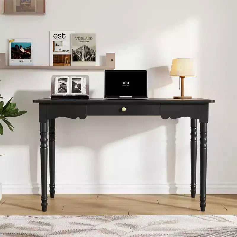Bureau Famapy avec tiroir au design unique, table de bureau et d'étude fonctionnelle, noir