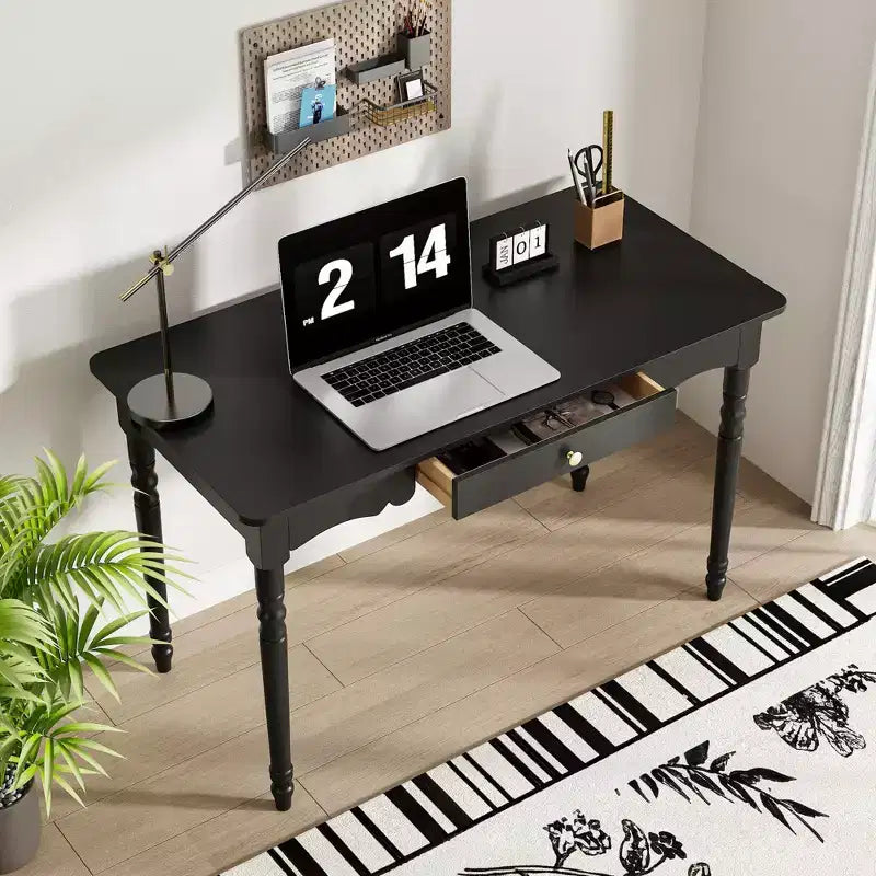 Bureau Famapy avec tiroir au design unique, table de bureau et d'étude fonctionnelle, noir