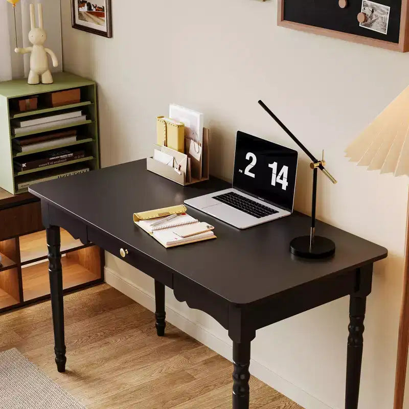 Bureau Famapy avec tiroir au design unique, table de bureau et d'étude fonctionnelle, noir