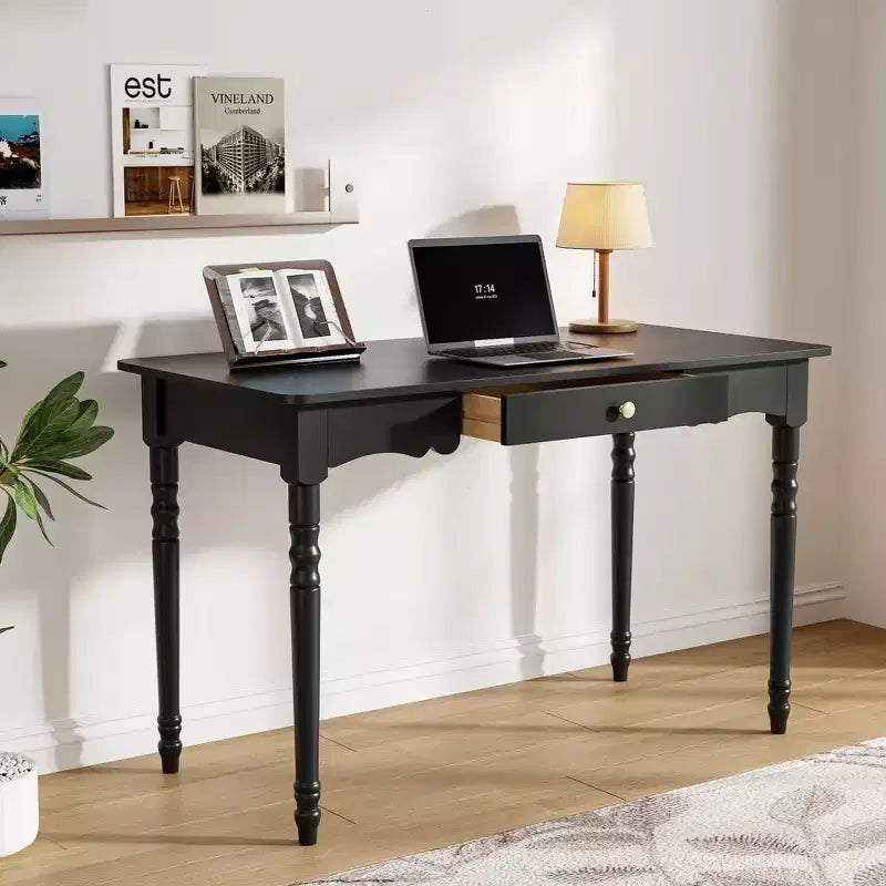 Bureau Famapy avec tiroir au design unique, table de bureau et d'étude fonctionnelle, noir
