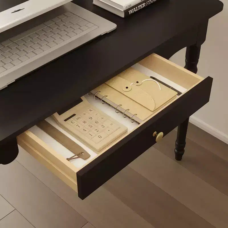 Bureau Famapy avec tiroir au design unique, table de bureau et d'étude fonctionnelle, noir