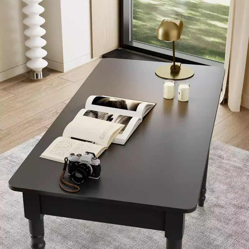 Bureau Famapy avec tiroir au design unique, table de bureau et d'étude fonctionnelle, noir