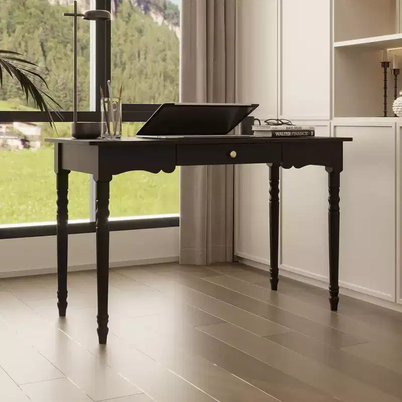 Bureau Famapy avec tiroir au design unique, table de bureau et d'étude fonctionnelle, noir
