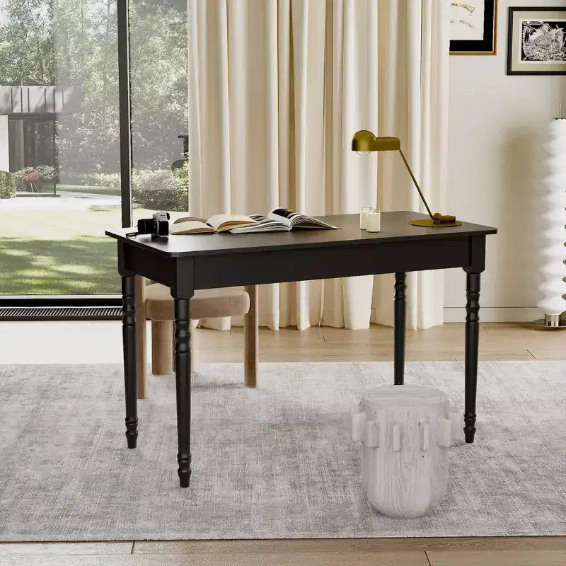 Bureau Famapy avec tiroir au design unique, table de bureau et d'étude fonctionnelle, noir