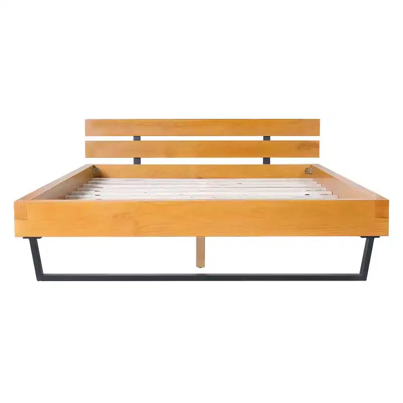 Cadre de lit en bois de pin naturel King Size Misty Moon 85.5 X 81.5 pour chambre à coucher