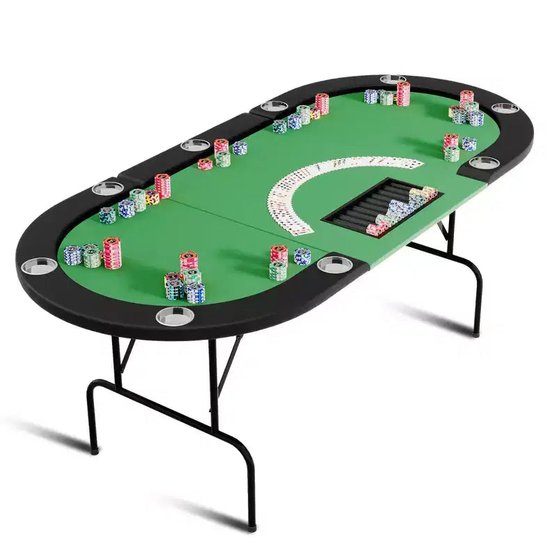 Table de jeu de poker - 1 pied en fer, conception à 9 anneaux, fabrication durable, surface de jeu lisse, parfaite pour les parties de poker