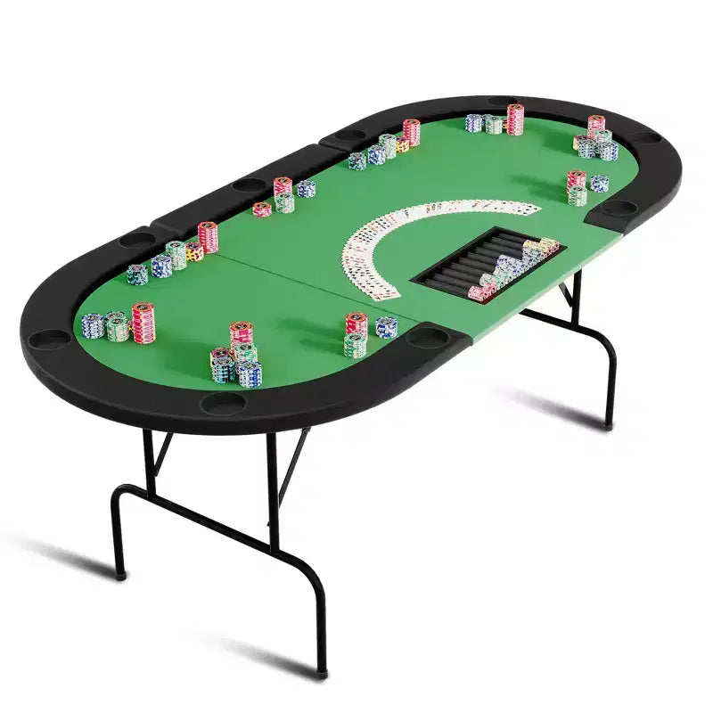 Table de jeu de poker - 1 pied en fer, conception à 9 anneaux, fabrication durable, surface de jeu lisse, parfaite pour les parties de poker