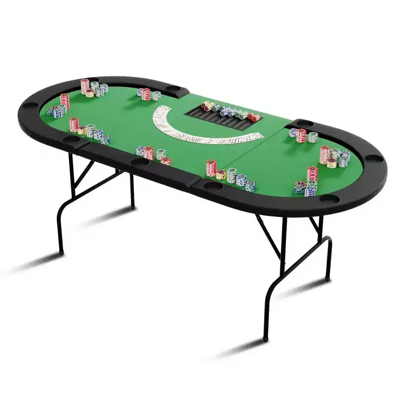 Table de jeu de poker - 1 pied en fer, conception à 9 anneaux, fabrication durable, surface de jeu lisse, parfaite pour les parties de poker