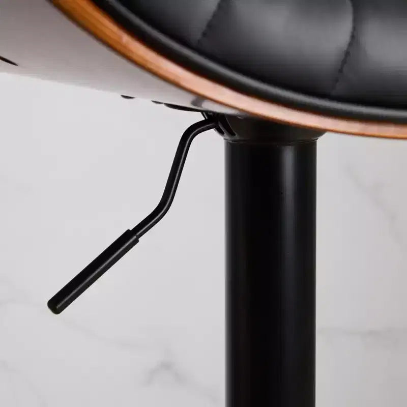 Tabourets de bar CLIHOME en noyer et bois courbé, hauteur de comptoir réglable, style Mid-Century, pivotants à 360°, avec revêtement en cuir, couleur beige