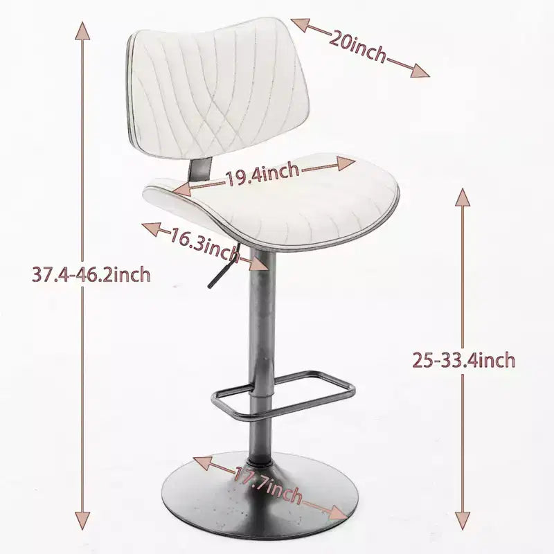 Tabourets de bar CLIHOME en noyer et bois courbé, hauteur de comptoir réglable, style Mid-Century, pivotants à 360°, avec revêtement en cuir, couleur beige