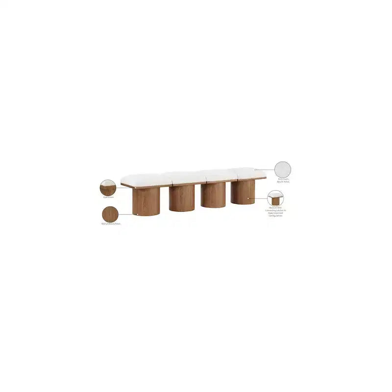Meridian Furniture, Banc en Tissu Bouclé Crème Pavilion