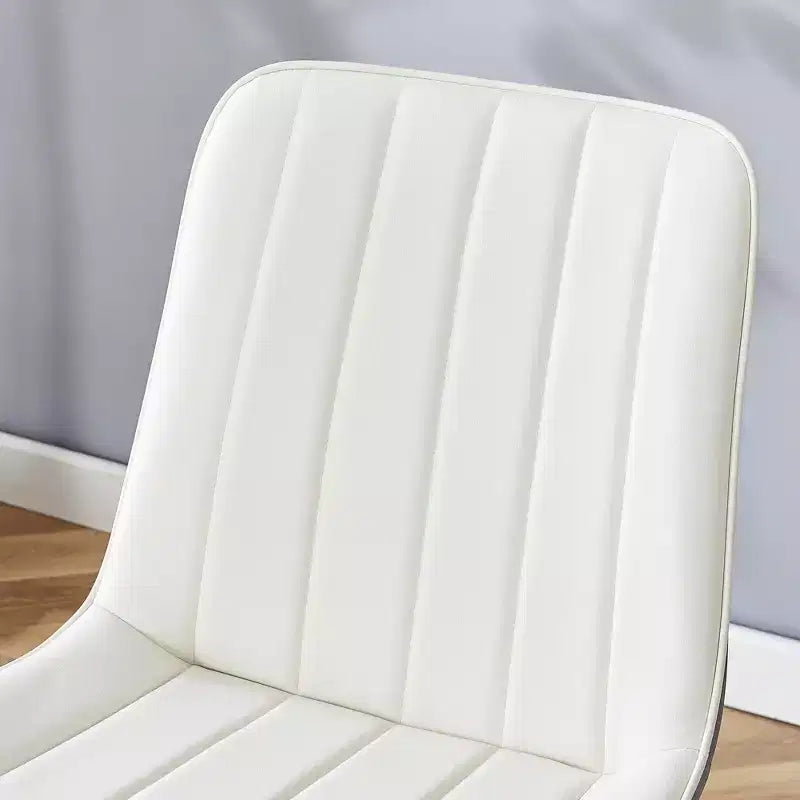 MAYEERTY Lot de 4 chaises de salle à manger en PU avec coussin étendu Blanc Gris foncé Lignes épurées Décor moderne