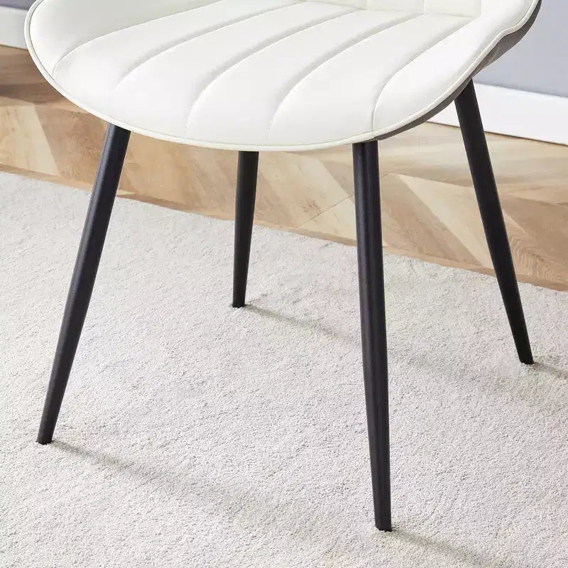 MAYEERTY Lot de 4 chaises de salle à manger en PU avec coussin étendu Blanc Gris foncé Lignes épurées Décor moderne