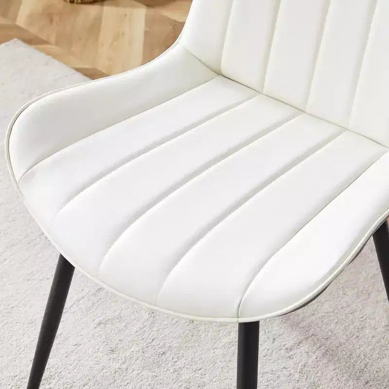 MAYEERTY Lot de 4 chaises de salle à manger en PU avec coussin étendu Blanc Gris foncé Lignes épurées Décor moderne