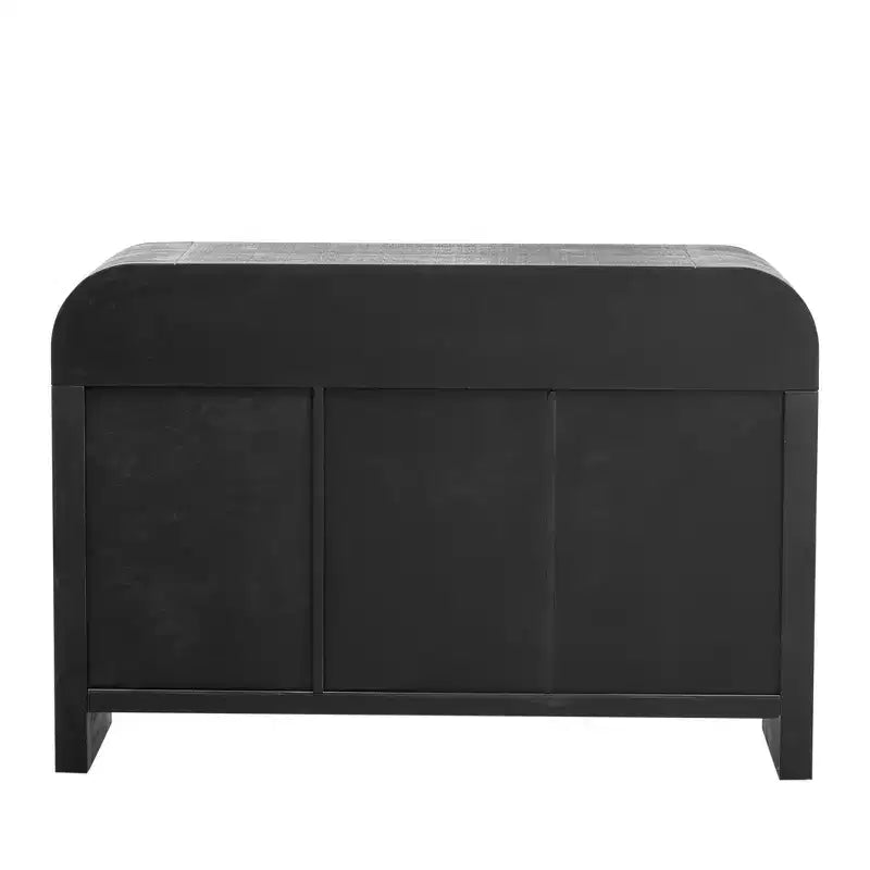 MAYEERTY Buffet Rétro Courbé avec Poignées Dorées et Étagères Réglables pour Salon et Salle à Manger, Noir Antique