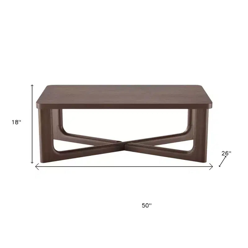 HomeRoots Table basse à pieds croisés en bois massif de noyer 50