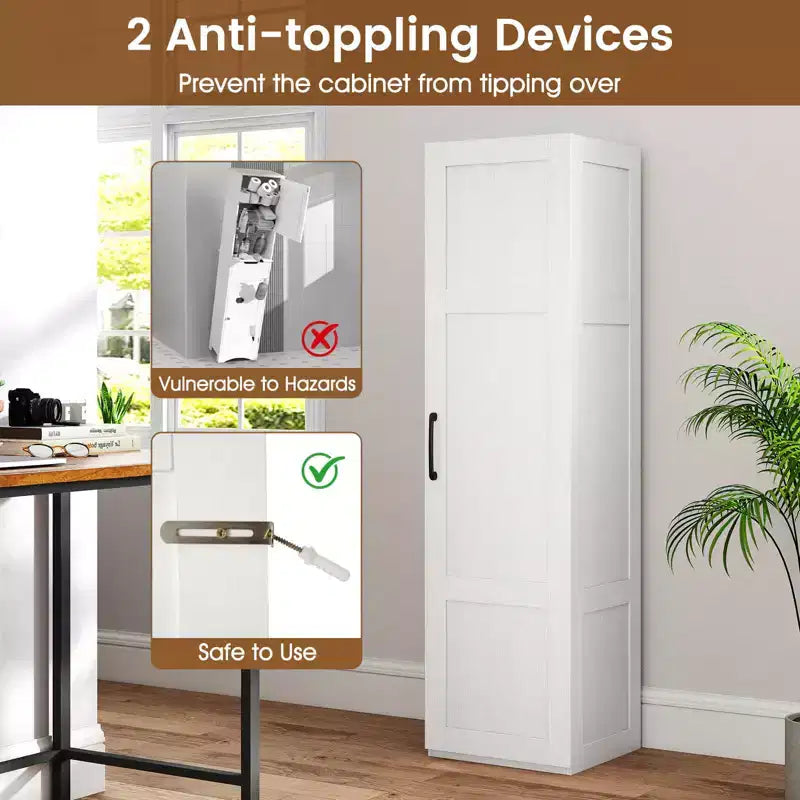 Meuble de Rangement Costway 4 Niveaux avec Porte Armoire de Salle de Bain Autonome pour Petit Espace Noir/Naturel/Blanc