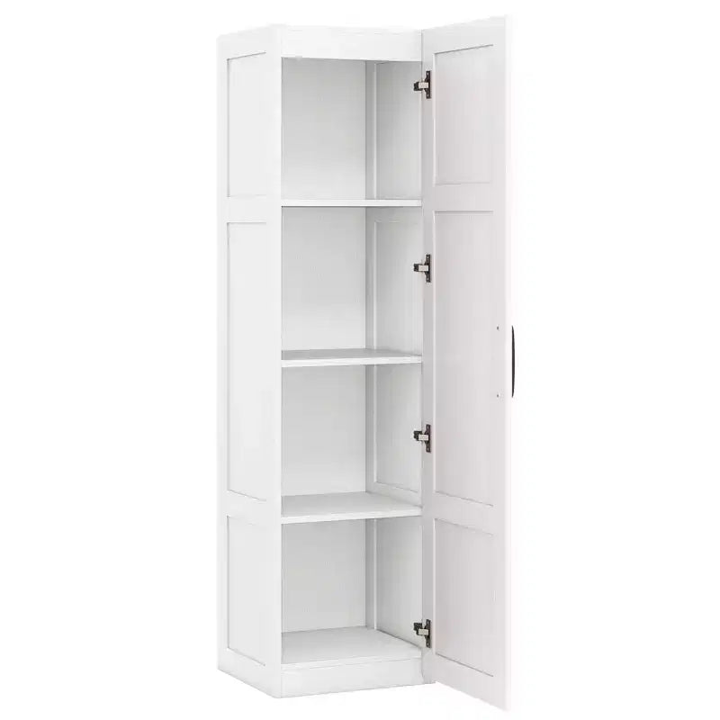 Meuble de Rangement Costway 4 Niveaux avec Porte Armoire de Salle de Bain Autonome pour Petit Espace Noir/Naturel/Blanc