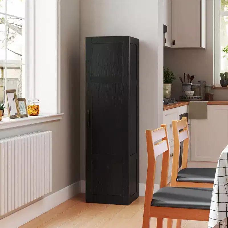 Meuble de Rangement Costway 4 Niveaux avec Porte Armoire de Salle de Bain Autonome pour Petit Espace Noir/Naturel/Blanc
