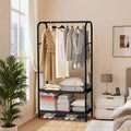 Gold Clothing Rack, Heavy Duty Garment Rack Freestanding Coat Rack for Hanging Clothes Metal Clothes Hanger with Double Shelves for Bedroom, Office