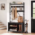 Shoe Rack for Closet, 36.41 Hall Tree with Shoe Storage Bench, 3 in 1 Hallway / Entryway Bench with Coat Rack & Wall Rack 8 Hooks, Industrial Bench