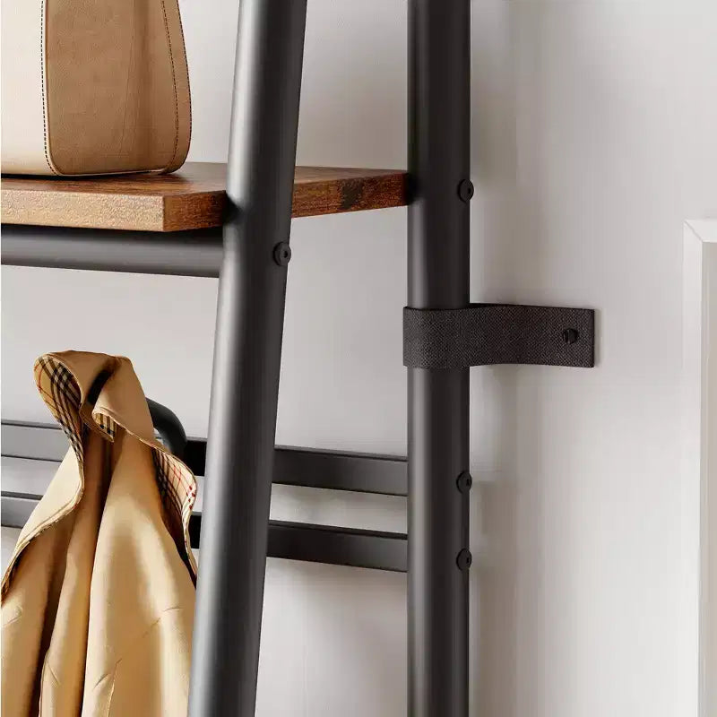 Appendiabiti con Scarpiera e 10 Ganci, Appendiabiti da Terra, Ingresso con Contenitore, Stand Appendini con Struttura in Metallo
