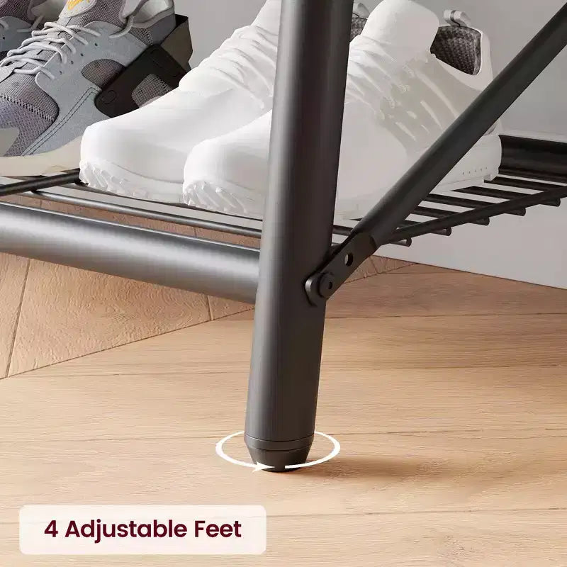 Appendiabiti con Scarpiera e 10 Ganci, Appendiabiti da Terra, Ingresso con Contenitore, Stand Appendini con Struttura in Metallo