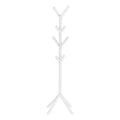 Okak Freestanding Coat Rack with 8 Hooks, Contemporary Hall Tree with Metal Frame, Entryway Storage for Living Room, Bedroom, White