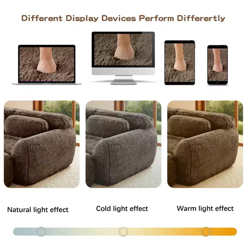 3-Seat Plush Sofa with Ottoman, 32D HD Foam, No Assembly, Anti-Slip Base, Modular for Living Room/Home Theater
