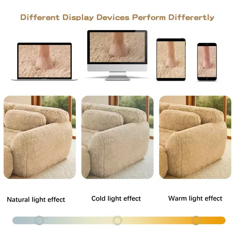 3-Seat Plush Sofa with Ottoman, 32D HD Foam, No Assembly, Anti-Slip Base, Modular for Living Room/Home Theater