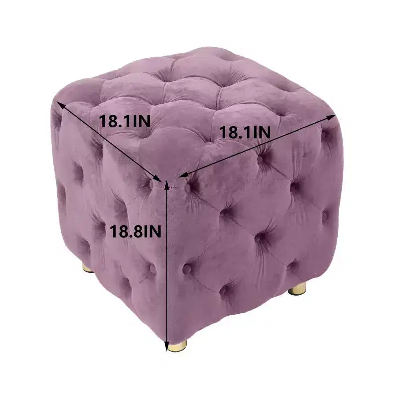 TUYOHW 18 Modern Ottoman Cube with Velvet Upholstered Foot Stool Small Vanity Stool with Wooden Frame Pouf for Living Room, Bedroom, Entryway