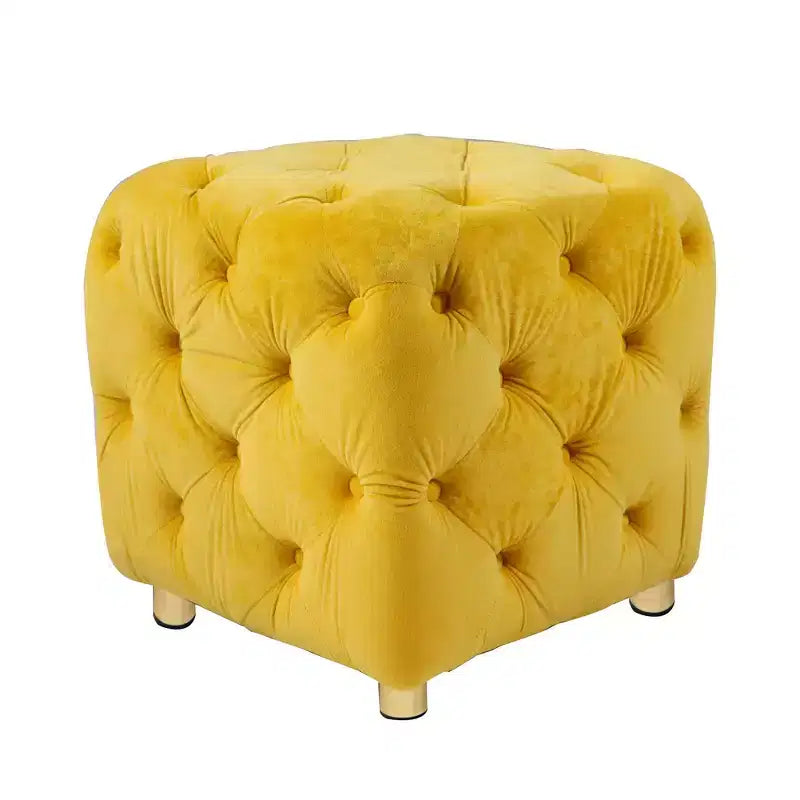 TUYOHW 18 Modern Ottoman Cube with Velvet Upholstered Foot Stool Small Vanity Stool with Wooden Frame Pouf for Living Room, Bedroom, Entryway