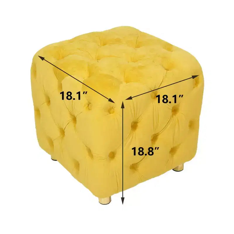 TUYOHW 18 Modern Ottoman Cube with Velvet Upholstered Foot Stool Small Vanity Stool with Wooden Frame Pouf for Living Room, Bedroom, Entryway