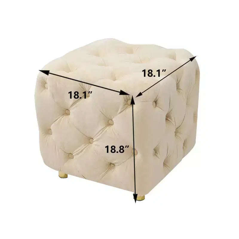 TUYOHW 18 Modern Ottoman Cube with Velvet Upholstered Foot Stool Small Vanity Stool with Wooden Frame Pouf for Living Room, Bedroom, Entryway