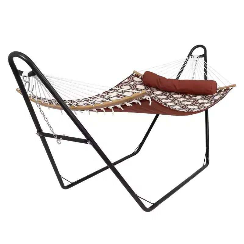 Adjustable Double Hammock Frame, Steel Frame Outdoor Balcony, Porch, Terrace, Deck and Backyard, 9-14 feet, Load-bearing 550 Pounds