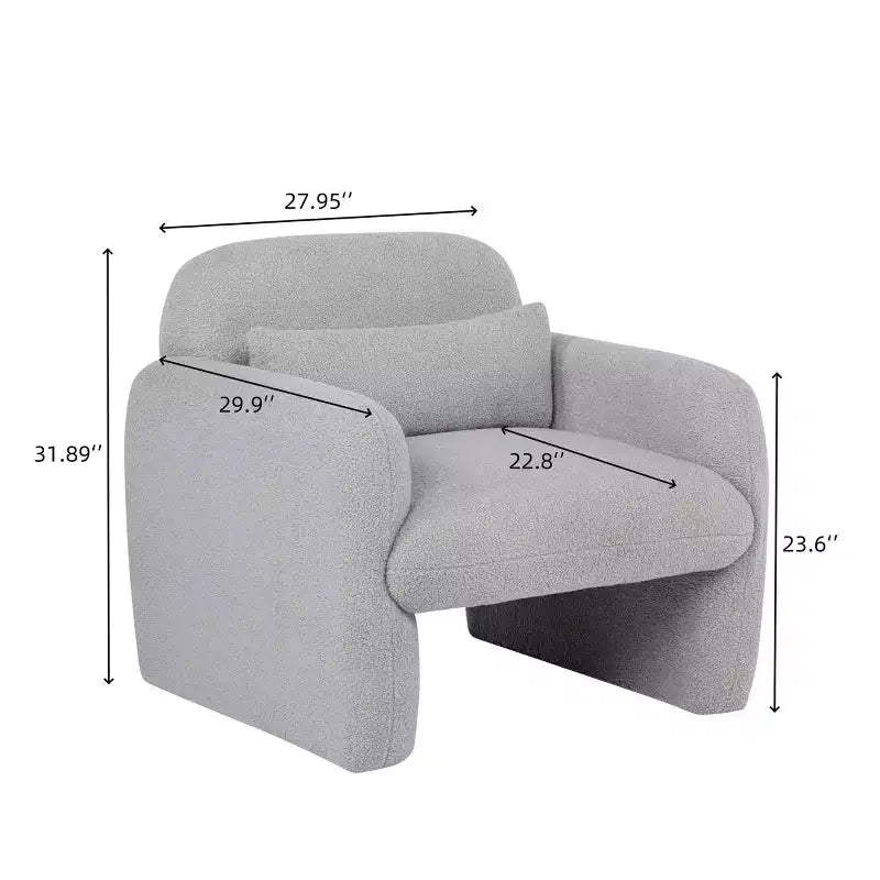 TUYOHW Teddy Fleece Single Sofa Chair,Lounge Chair with Armrest,Pillow,350 lbs Capacity,Accent Armchair for Living Room,Bedroom,Study