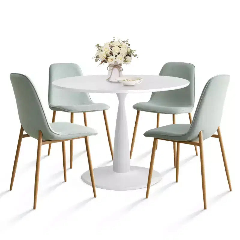 5-Piece Small Dining Table Set for 4, Round Dining Room Set With 4 Upholstered Chairs Oak Legs for Apartment, Indoor Furniture - Panipeachy