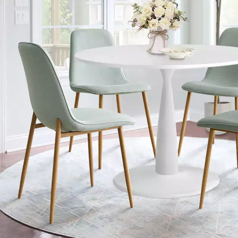 5-Piece Small Dining Table Set for 4, Round Dining Room Set With 4 Upholstered Chairs Oak Legs for Apartment, Indoor Furniture - Panipeachy