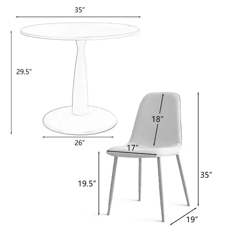 5-Piece Small Dining Table Set for 4, Round Dining Room Set With 4 Upholstered Chairs Oak Legs for Apartment, Indoor Furniture - Panipeachy
