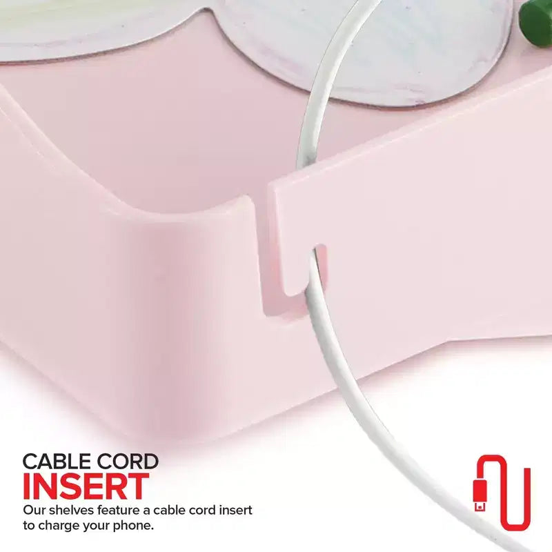 Modern Innovations Bedside Shelf with Cord and Cup Holder (Pink)