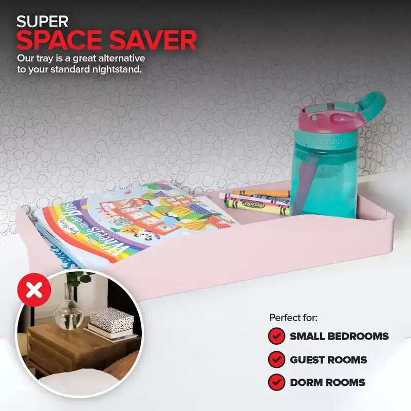 Modern Innovations Bedside Shelf with Cord and Cup Holder (Pink)
