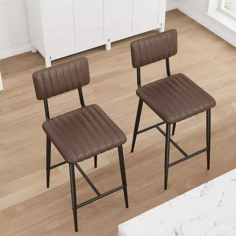 Set of 2 Bar Stools with Thick Cushion & Thickened Metal Legs for Island, Counter Bar, Kitchen