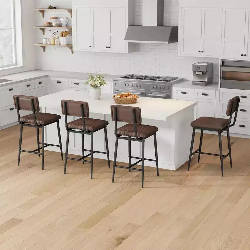 Set of 2 Bar Stools with Thick Cushion & Thickened Metal Legs for Island, Counter Bar, Kitchen