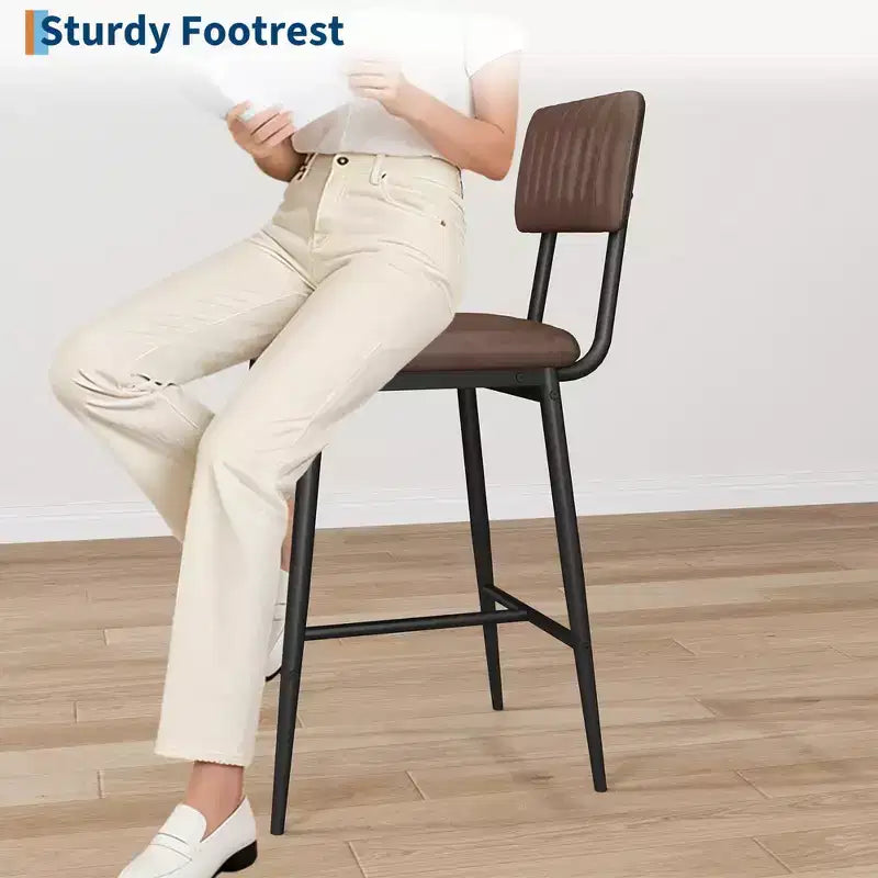 Set of 2 Bar Stools with Thick Cushion & Thickened Metal Legs for Island, Counter Bar, Kitchen